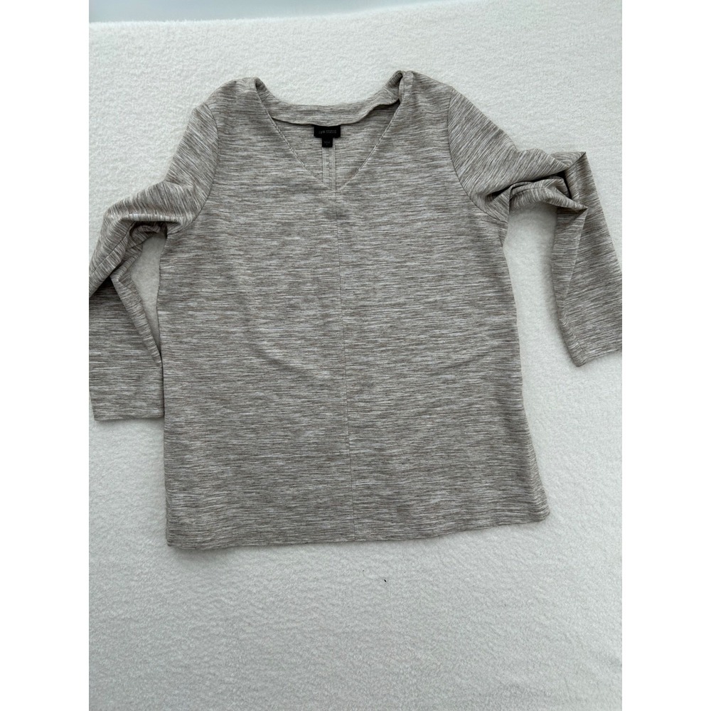 J. Jill Wearever Collection Tan Space Dye‎ V-Neck Long Sleeve Top Large RN97641